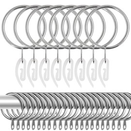 50 Pcs Metal Curtain Rings with Clips,38mm Rings and Hooks, for Curtain Poles,Shower Curtains Rods and Drapery