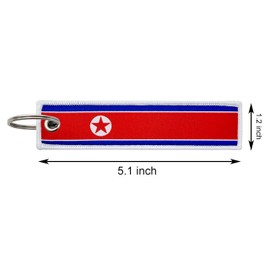 LLBFHH 3 Pcs North Korea Country Flag Keychain,Woven label Key Chains for Car Keys,Fabric Key Chains Men and Women,Used for Various Decorations., North Korea, Small