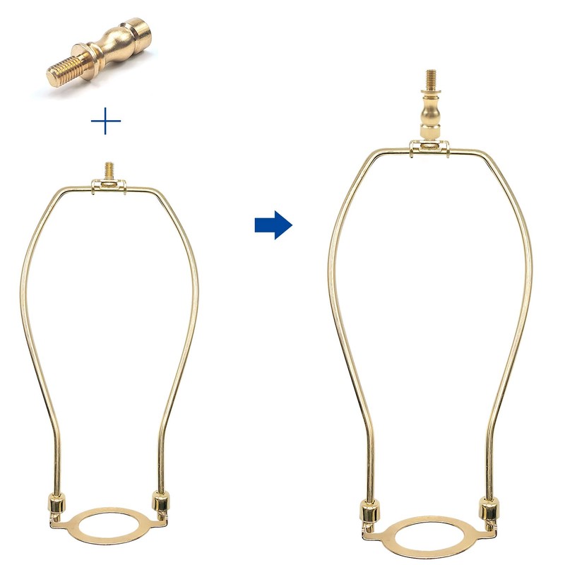 ECUDIS Lamp Shade Brass Risers Lamp Finial Extender, 2 Pack
