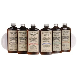 Leather Milk Complete Leather Care Kit. Leather Conditioner, Cleaner and Protector Set. No. 1-6 Full Set (6 Bottles!) - All Natural, Non-Toxic. Made in The USA. 2 Sizes. Includes 6 Applicator Pads!