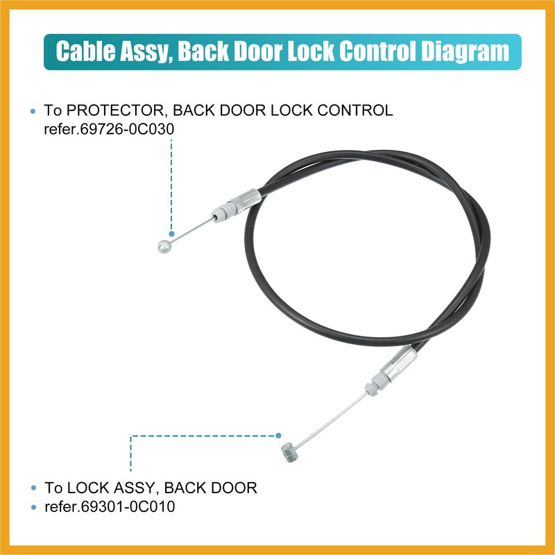 Partuto Back Door Lock Control Cable for Toyota Sequoia 2001