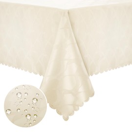 misaya Rectangle Vinyl Tablecloth, 100% Waterproof Heavy Duty Table Cloth for Rectangle Tables, Wipeable Table Cover for Kitchen, Dinner, Party (Beige, 60" x 84")