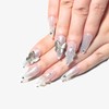 Sun&Beam Nails Handgefertigte Kunstnägel Lang Spitz silberweißes Nägel zum Aufkleben