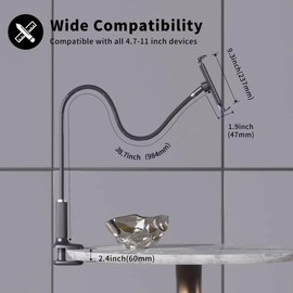 Niumowa Gooseneck Tablet Holder - Flexible Tablet Stand, Tablet Holder,Cell Phone Holder,Cell Phone Stand, Flexible Adjustable Arm in Bed for/Mobile Phone/Switch/etc, 98 cm Total Length (Black)