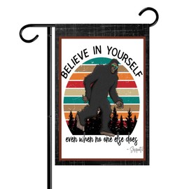 Double-Sided Garden Flag 12x18 Fall Yard Decor, Outdoor Garden Welcome Flag for Lawn, Farm and Patio Banner (Big Foot Believe)
