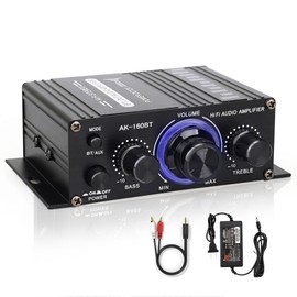 AK-160 Bluetooth Amplifier 18W+18W Power Output with 12V/3A DC Power Supply,2.0 Channels Bluetooth Amplifier Supports Bluetooth/RCA Input