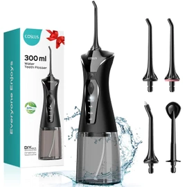 COSLUS COSLUS Water Cordless Flosser for Teeth: 4 Modes Portable 300ML Larger Tank Water Teeth IPX7 Waterproof for Home Travel Black C30(FC5360)