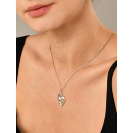 YL Mother Necklace for Women 925 Sterling Silver Mum Heart Pendant Created Topaz Jewelry for Mom