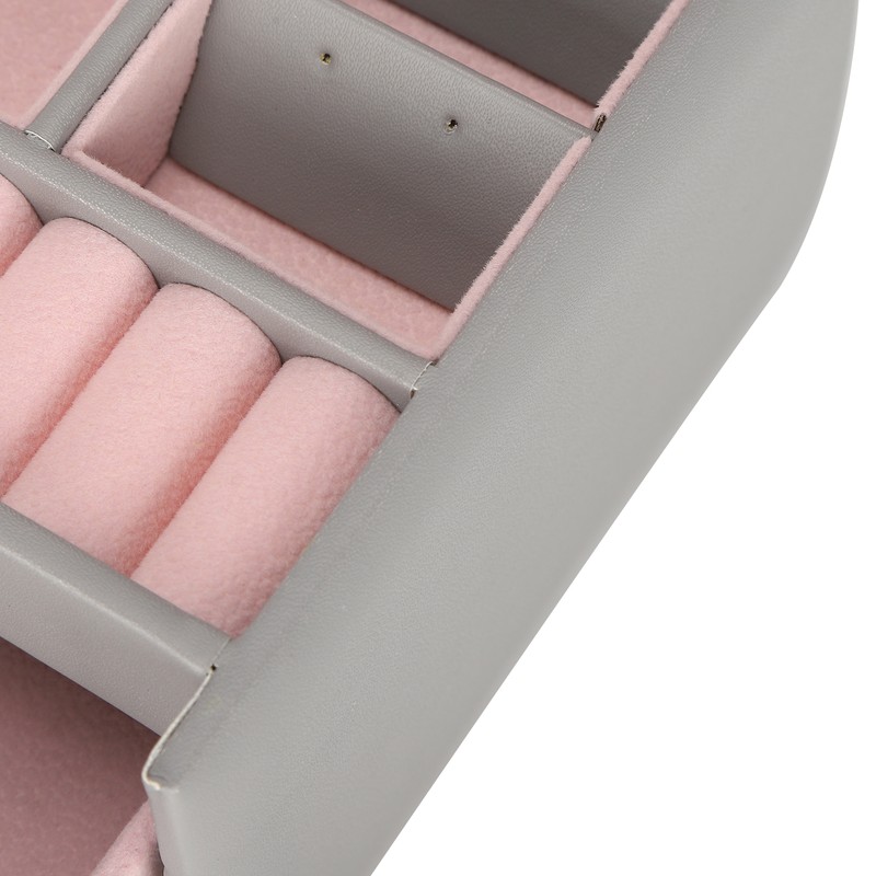 Three Layer Jewelry Storage Box PU Leather Necklace Rings Earrings