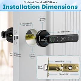 Zengtumy Fingerprint Door Lock, Door Locks for Bedrooms, Biometric Door Lock with Fingerprint/App/Password/Key/IC Card-Smart Door Lock for Home, Hotel, Office, Apartment-Black