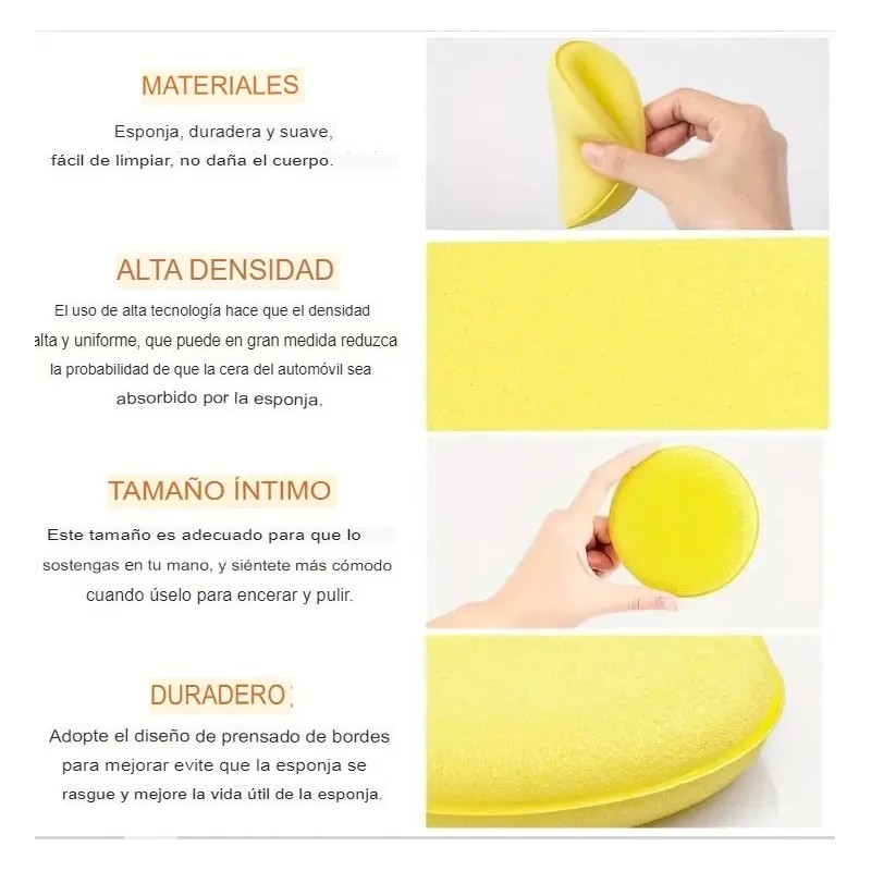 12 Esponjas Premium Extra Suaves Aplicadoras Cera Automotriz