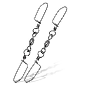 Dr.Fish 20 Pack Double Snap Swivels, High Strength Crane Swivels with Coastlock Snaps Stainless Rust Resistant Saltwater Rolling Barrel Swivels Connector Trolling Planer Board Line Release Clips 37LB