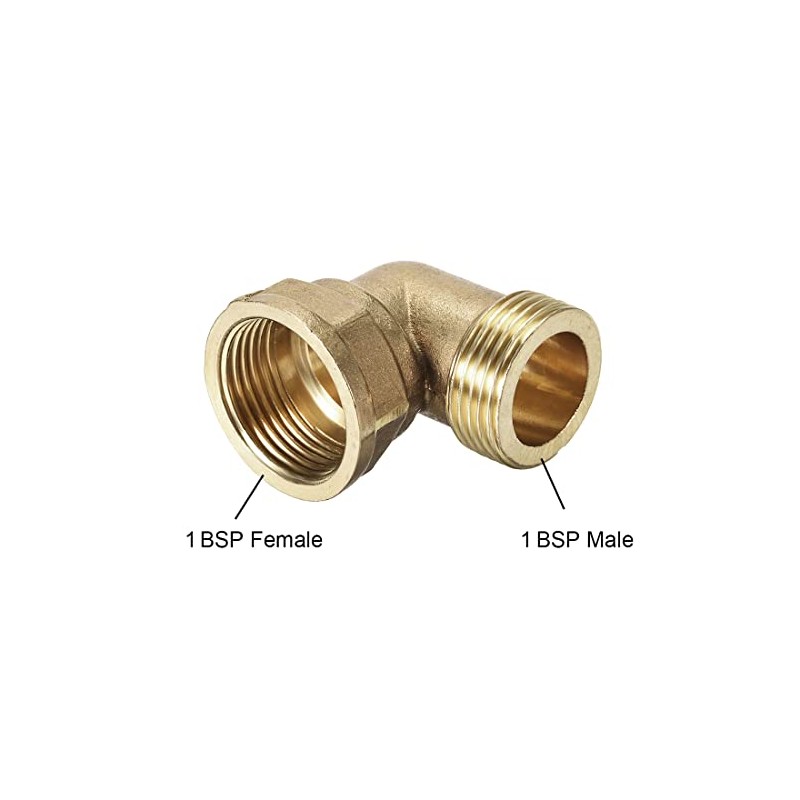 sourcing map Brass Pipe Fitting 90 Degree Elbow 1 (BSP)