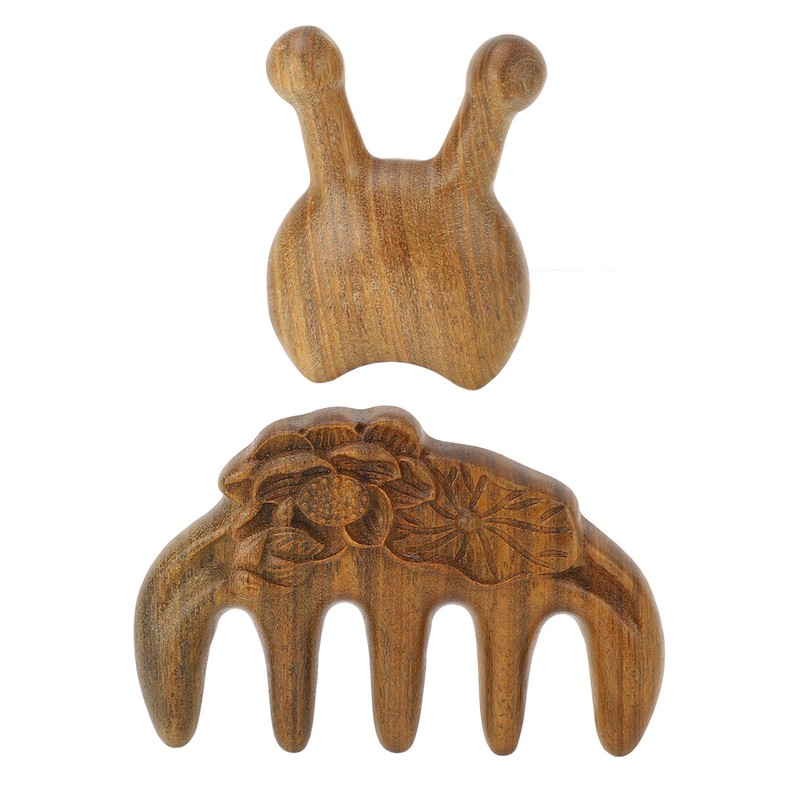 Massage Hair Comb Head Scalp Meridian Comb Y Shape Wooden