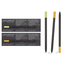 Perpetua Set of 2 Pencils Orange + Lime Green - Lapis Hb Recycled Graphite with Integrated Eraser, Ecological Pencil, Almost Infinite, Collector's Pencil for Professional and