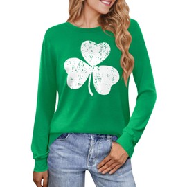 St Patricks Womens Saint Clover Funny Shamrock Irish Shirts Long Sleeve Paddys Tops L