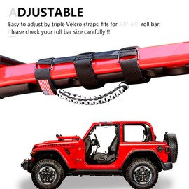 RERPRO Roll Bar Grab Handles for Jeep Wrangler CJ YJ TJ JK JL Gladiator JT 1955-2024 2.0”-4.0” Roll Cage Paracord Grip Handle for All Jeep Off Road UTV ATV Polaris RZR Ranger Can-am 2 Pack White