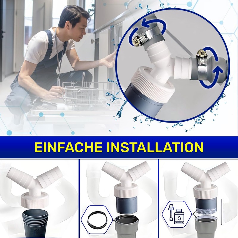 Monteral Washing Machine Drain Adapter and Double Connection Y-Distributor for