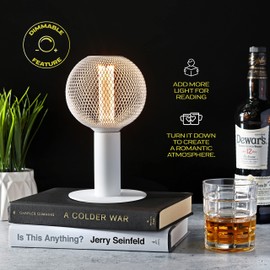 Next Glow White Metal Cage Globe led Light Bulbs G40 / G125 3.5W Equivalent 20W E26 led Bulb Base, Dimmable, Soft Warm Vintage 80 Lumen Decorative Light Bulbs for Home, Kitchen, Restaurant