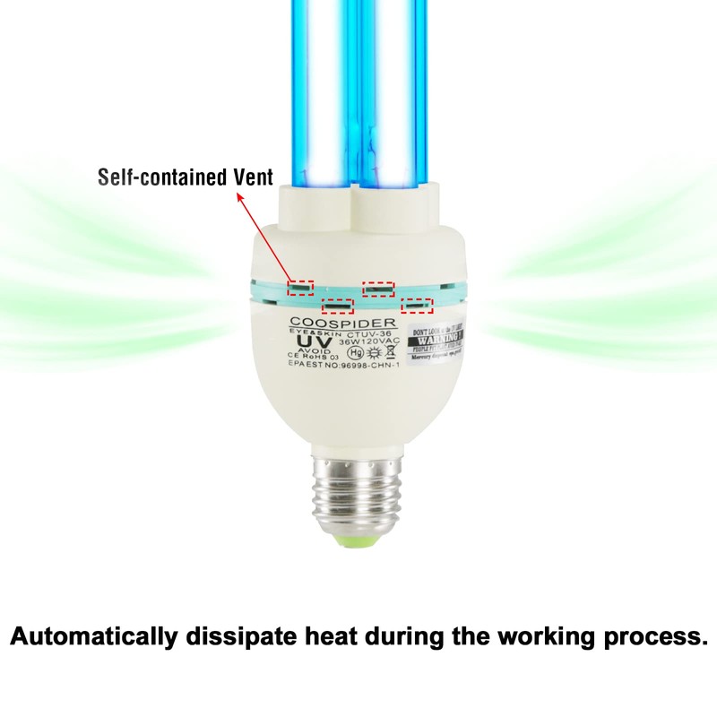 36 Watts Ozone UVC Light Bulb, 185nm wavelength UV Lamp
