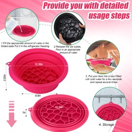 Palksky Face Ice Bath Bowl with Built-in Icetray, Silicone ICES Facial Bowls Collapsible Washbasin, Facial Plunge Bowl, Face Icebath at Home for Skin Tightening, Acne Relief, Pink