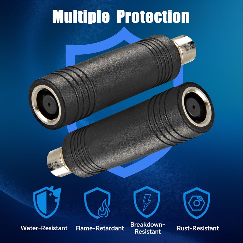 Boobrie 2-Pack Black DC7909 Female to DC8020 Male Adapter Connector