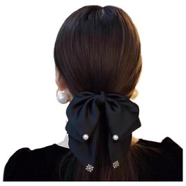 JKQBUX Big Bow Hair Barrettes with Pearl Spring Hair Clips for Women Girls Graceful and gentle hair Accessories fashionable Retro style Christmas Valentine's Day birthday gift.