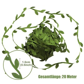 Esshogo 1 Roll 20 m Artificial Vine Vine Ivy Artificial Box Garland, Decorative Vine Gift Ribbon, Rattan Garland Leaves Vines, Artificial Vine Leaves Garland Artificial Vine Ribbon