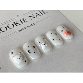 ⭐️ [Starry Night Bear] Homemade nail tips ⭐️ - Middle Coffin / ⭐️ [별밤 곰돌이] 수제 네일 팁 ⭐️ - 미들코핀