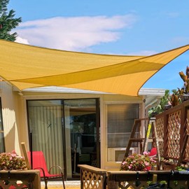 SUNLAX Custom Size Sun Shade Sail 8'x12'x14.4' Sand Triangle Canopy Shades for Outdoor Patio Pergola Cover Sunshade Sails, UV Blocking Canovas Cover (We Make Custom Size)