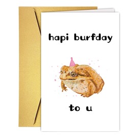 COLINHELIN Grumpy Frog Birthday Card for Women Men, Frog Lover Birthday Greeting Card for Husband Wife Boyfriend Girlfriend, Funny Frog Birthday Card for Son Daugher, Happy Birthday Card from Frog.