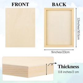 Aodaer 8 Pack Wood Panels 9 x 12 Inch Wooden Panels Canvas Unfinished Craft Wood Boards Panels for Art Crafts Acrylic and Oil Painting Pouring DIY Projects