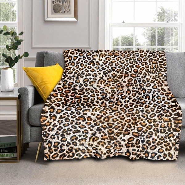 Leopard Print Throw Blanket Brown Cheetah Lightweight Cozy Flannel Blanket
