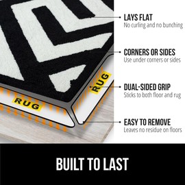 GORILLA GRIP Rug Gripper Pads, Keep Area Rugs Corners from Curling and Bunching, Reusable Dual-Sided Flexible Sticky Pad, Grips Floor Underlayment, Hold Carpet in Place on Hardwood Floors, 8 Pack