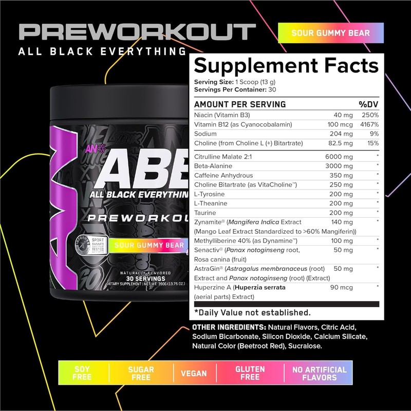 All Black Everything Pre-Workout Powder | Preworkout Energy Drink Mix