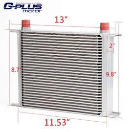 30 Row AN10-10AN Universal Aluminum Engine Transmis​sion Oil Cooler Kit + Oil Filter Relocation Kit Silver