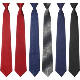 Janmercy 6 Pcs Clip on Tie for Men Clip on Easy Necktie Striped Solid Plaid Dots Mixed Lot Tie for Office School, 20 Inch, Mixed Style
