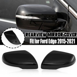 aoh-offroader 2PCS Side Rearview Mirror Cover Caps Fit For Ford Edge 2015~2021 Glossy Black