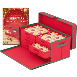 FUHSY Christmas Ornament Storage Box 96-3" Slots Adjustable Dividers Ornament Storage Container Ornament Organizer with Trays Stackable Christmas Storage Bins with Lids Holiday Ornament Boxes