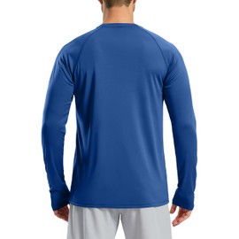 Pudolla Men's Sun Protection Shirts UV SPF UPF 50+ Rash Guard Long Sleeve Lightweight Quick Dry Brethable Swimming Fishing, Royal Blue, Medium