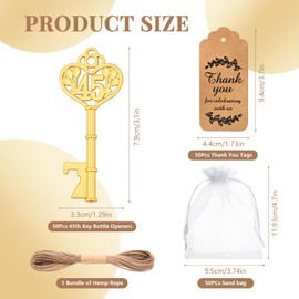 VZCBZC 50Pcs 45th Key Bottle Opener for 45th Birthday Party Favors 45th Wedding Anniversary Souvenirs Gifts for Guests,Party Decorations (45)