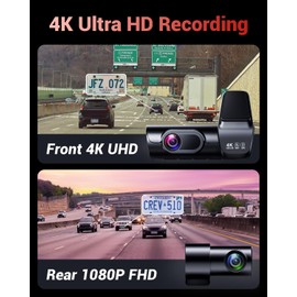 OVAMAN K600 4k Dash Cam Front and Rear, 3.59" IPS Screen, Built-in GPS 5G WiFi Dash Camera for Cars with App, UHD 2160P Night Vision Free 64G SD Card, 170° Wide Angle, HDR, 24H Parking Mode