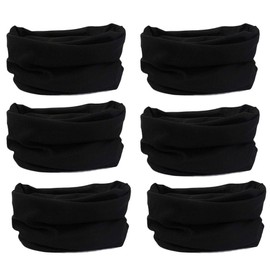 6pcs Magic Headband Face Mask Head Wrap Elastic Bandana Outdoor Headwear Sport Scarf Neck Gaiter UV Resistence for Workout (6pcs Black