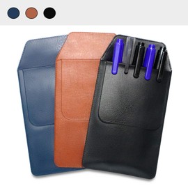 DJDIRY Pocket Protector, 6 Pieces Pocket Pen Holder Organizer Pouch for Shirts Lab Coats Pants Pen Sleeve MultiPurpose PVC Pen Pocket Holds Pens Pointers Pencils and Notes Card, (Black/Blue/Brown)