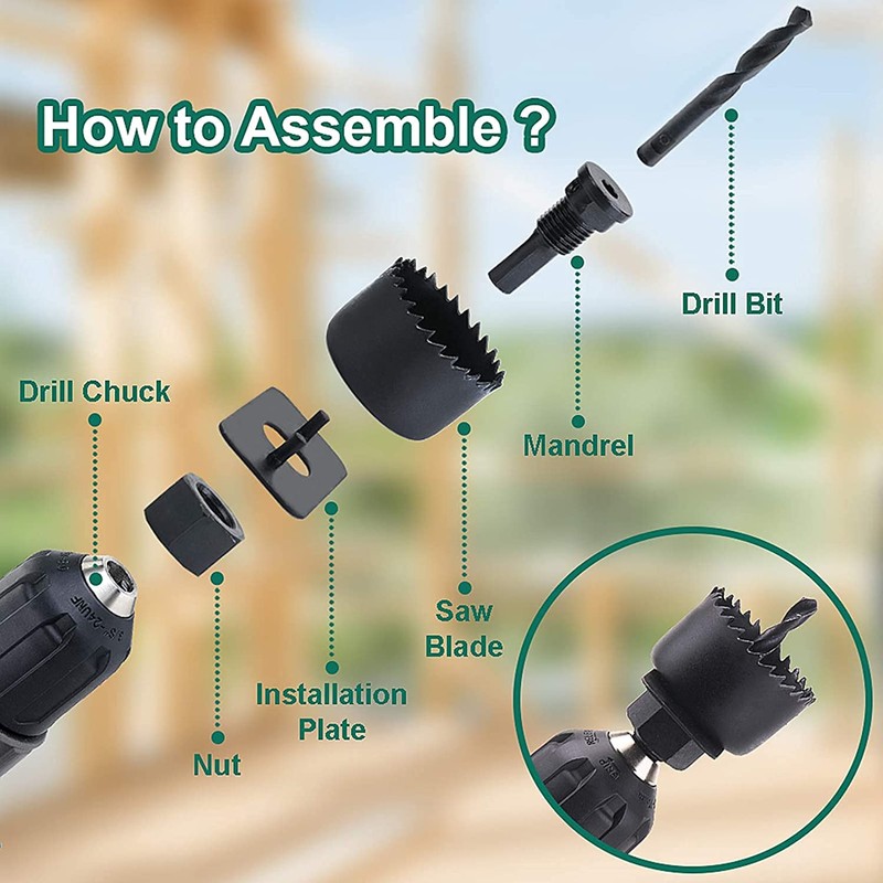 Hole Saw Set HYCHIKA 19 Pcs Hole Saw Kit with
