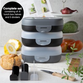 Moritz & Moritz 3x adult lunch box with compartments - Mix & Match bento lunch box adults - Dark adult lunchboxes - Bento boxes for adult