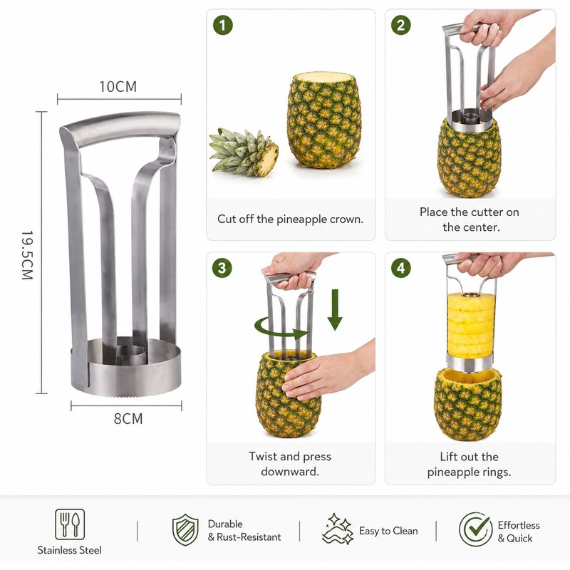 Stainless Steel Pineapple Corer & Slicer for Kitchen Prep –