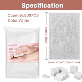 500 Gel Nail Polish Remover Pads - MAQIHAN Nail Cotton Acetone Fingernail Polish Remover Wipes Prep Pad Essentials For Nail Techs Professional Supplies Acrylic Gel Removal