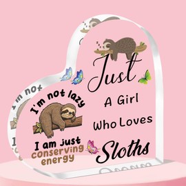 QMVMV Funny Sloth Acrylic Plaque Gifts Animal Lover Gift Just A Girl Who Loves Sloths Sloth Lover Gift For Women Girls, Who Loves Sloths Acrylic Plaque