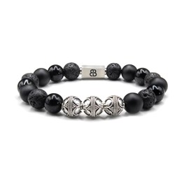 Black Onyx and Lava Stone Bracelet, Men's Designer Bracelet, Quality Bead Jewelry for Man